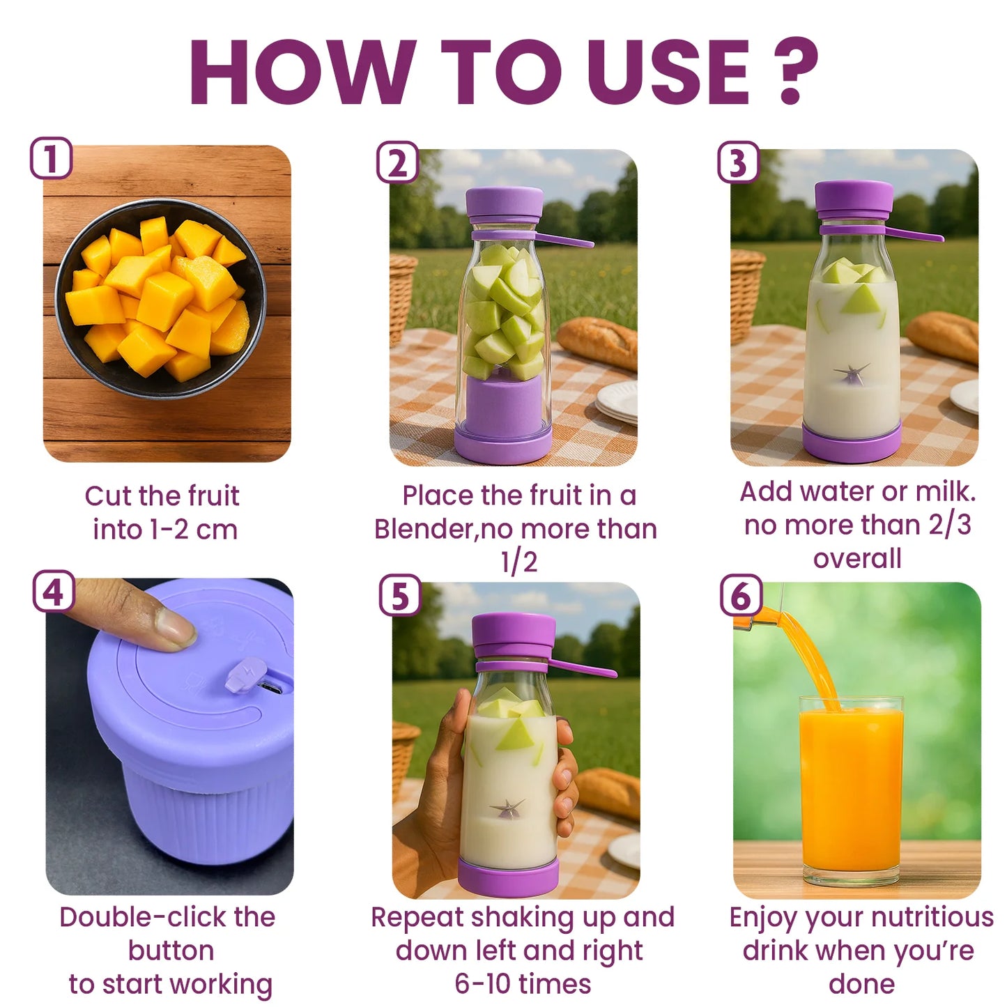 🧃 Fresh Juice Portable Mini Blender